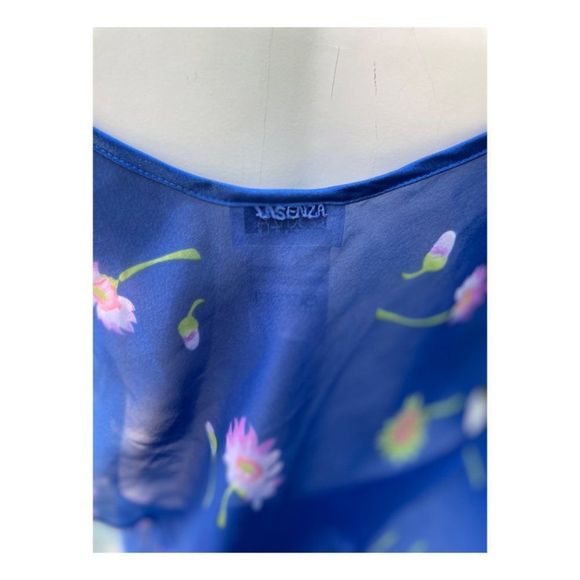 Vtg | 90s La Senza Blue Floral Lingerie Set Sleepwear Cami Panty Hankerchief Med - Picture 5 of 7